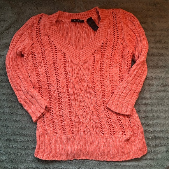 🧡 Cotton Cable Knit V Neck Sweater 🧡 - Picture 1 of 7